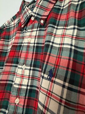 NWT Ralph Lauren Red, Green & White Plaid Button-Down Shirt with Navy Pony XL